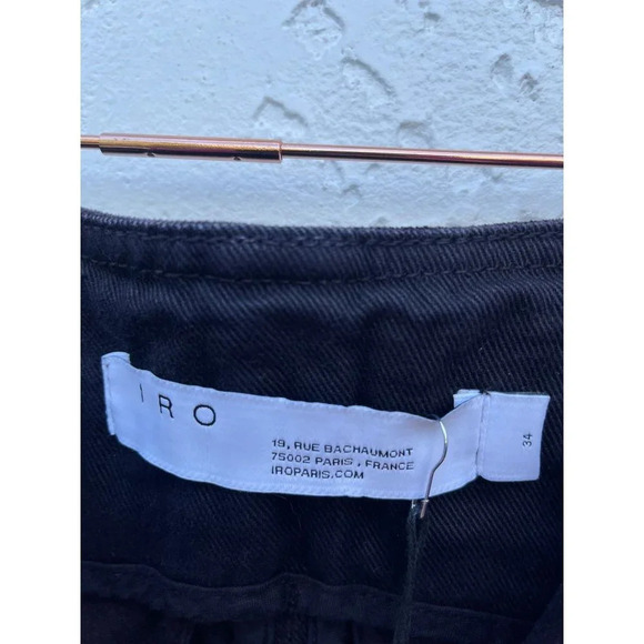 NWT IRO Binda Womens Front Zip Frayed Denim Mini Skirt Black Sz 34 - Picture 9 of 11